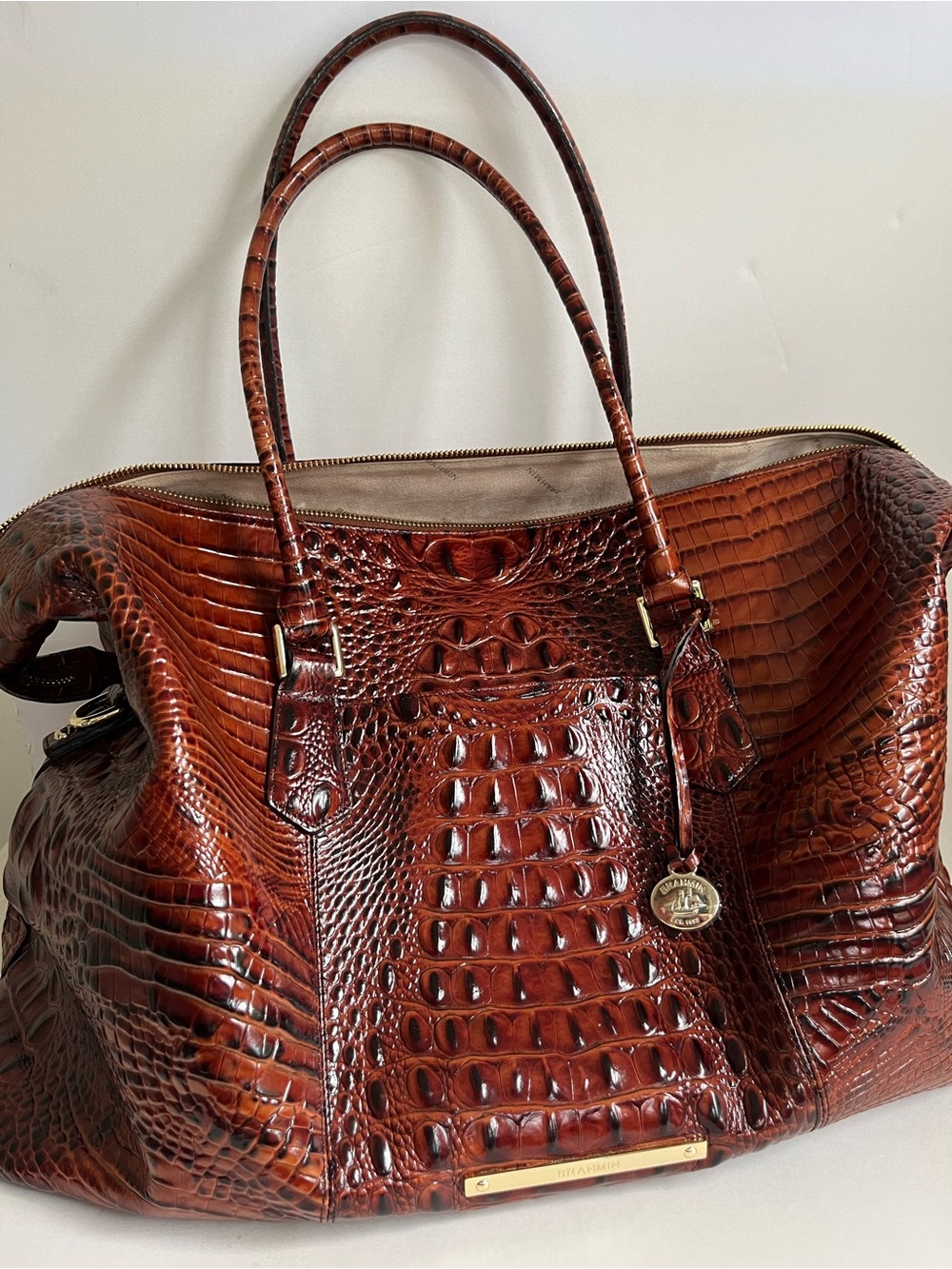 Brahmin “The Duxbury Weekender” Leather Tote in Pecan Melbourne - Picture 2 of 10